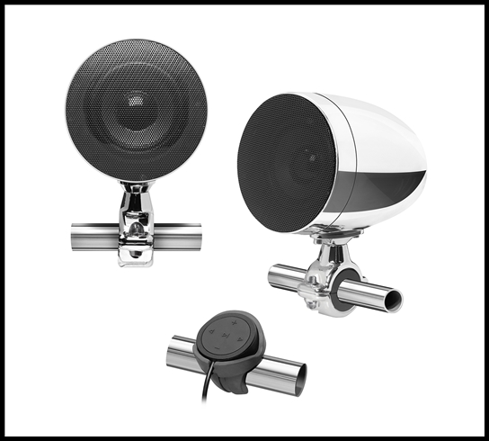 Boss Audio 3" Motorcycle Speakers w/ Built-in Amplifier/Bluetooth/Wired Handlebar Control - Chrome