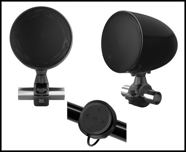 Boss Audio 3" Motorcycle Speakers w/ Built-in Amplifier/Bluetooth/Wired Handlebar Control - Black