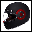 SMK RETRO FULL-FACE HELMET - MATTE BLACK WITH RED SIDE PLATES - MA230