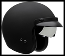 VEGA X390 OPEN FACE HELMET WITH 3 SNAP VISOR AND DROP-DOWN SUNSHIELD - MATTE BLACK