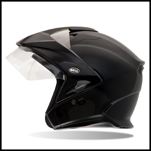 BELL MAG-9 OPEN FACE HELMET WITH VISOR, SHIELD, & INTERNAL DROP-DOWN SUNSHIELD - MATTE BLACK