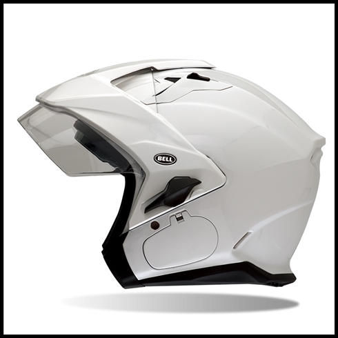 BELL MAG-9 OPEN FACE HELMET WITH VISOR, SHIELD, & INTERNAL DROP-DOWN SUNSHIELD - PEARL WHITE