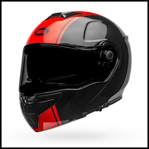 BELL SRT-MODULAR FLIP-UP HELMET - RIBBON GLOSS BLACK/RED