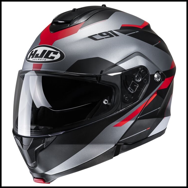 HJC c91 MODULAR FLIP-FRONT HELMET WITH SUNSHIELD VISOR SYSTEM - KARAN MC-1SF GRAPHIC