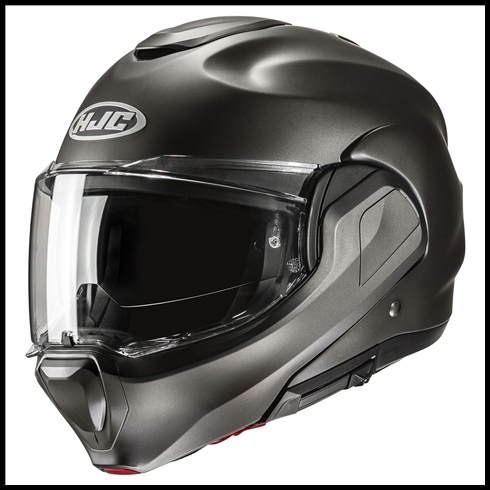 HJC f100 FULL ROTATION CHIN BAR MODULAR HELMET WITH SUNSHIELD VISOR SYSTEM - SEMI FLAT TITANIUM