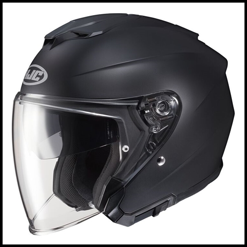 HJC i30 OPEN-FACE HELMET WITH FACE-SHIELD, & SUNSHIELD VISOR SYSTEM - SEMI-FLAT BLACK