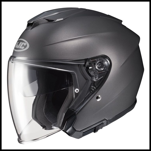 HJC i30 OPEN-FACE HELMET WITH FACE-SHIELD, & SUNSHIELD VISOR SYSTEM - SEMI-FLAT TITANIUM