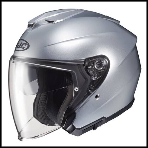 HJC i30 OPEN-FACE HELMET WITH FACE-SHIELD, & SUNSHIELD VISOR SYSTEM - SILVER