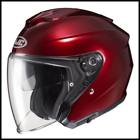 HJC i30 OPEN-FACE HELMET WITH FACE-SHIELD, & SUNSHIELD VISOR SYSTEM - WINE