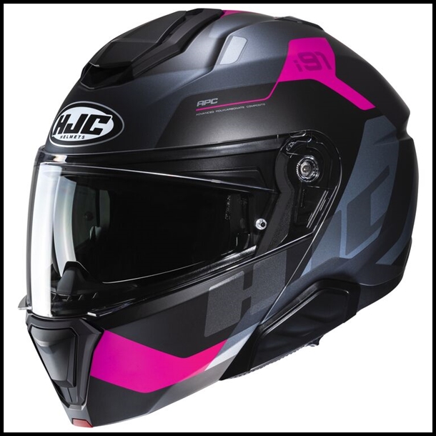 HJC i91 MODULAR FLIP-FRONT HELMET WITH SUNSHIELD VISOR SYSTEM - CARST MC-8SF GRAPHIC