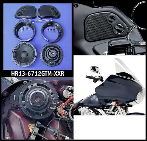 J&M ROKKER XXR 6.71" Fairing Spkr Kit w/Grill Mnt Tweet/Mid For 1998-2013 Harley RoadGlide/Ultra