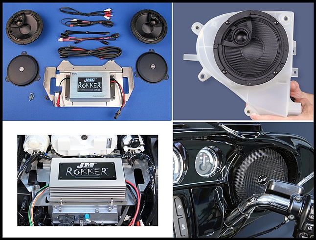 J&M ROKKER Stage 6 Audio Kit 200w Amp/6.58" Fairing Speakers for 2014-23 Harley StreetGlide/Ultra