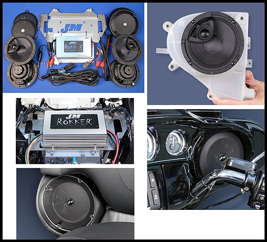 J&M ROKKER Stage 6 Audio Kit 400w 4-Ch Amp/6.58" Fairing/Rear Spkrs for 2014-23 Harley Ultra/Ltd