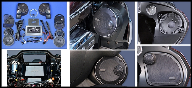 J&M ROKKER Stage 6 Audio Kit 800w 4-Ch Amp/6.71" Fairing/Lwr/Rear Spkrs 2016-23 Harley RG Ultra/Ltd