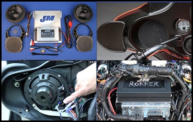 J&M ROKKER Performance Series 200w 2-Speaker/Amp Kit for 98-13 Harley StreetGlide/Ultra/Tri-Glide