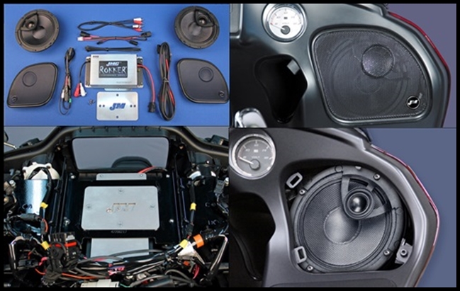 J&M ROKKER Performance Series 200w 2-Speaker/Amp Kit for 2015-22 Harley RoadGlide/RoadGlide Ultra