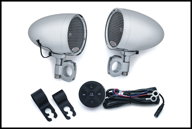 Kuryakyn RoadThunder Speaker Pods & Bluetooth Audio Controller by MTX - Chrome