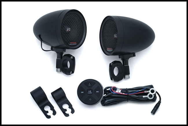 Kuryakyn RoadThunder Speaker Pods & Bluetooth Audio Controller by MTX - Satin Black