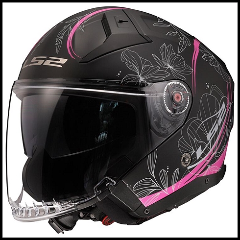 LS2 INFINITY II OPEN FACE HELMET - LOTUS - BLACK / PINK