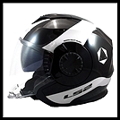 LS2 VERSO OPEN FACE HELMET - RAVE - GLOSS BLACK / WHITE GLOW