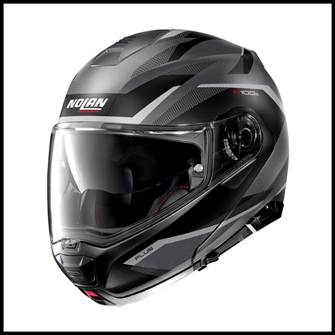 NOLAN N100-5 PLUS MODULAR HELMET WITH VPS INTERIOR SUNSCREEN - OVERLAND FLAT GREY/SILVER GRAPHIC