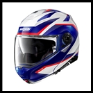 NOLAN N100-5 PLUS MODULAR HELMET WITH VPS INTERIOR SUNSCREEN - OVERLAND METAL WHITE/BLUE/RED GRAPHIC