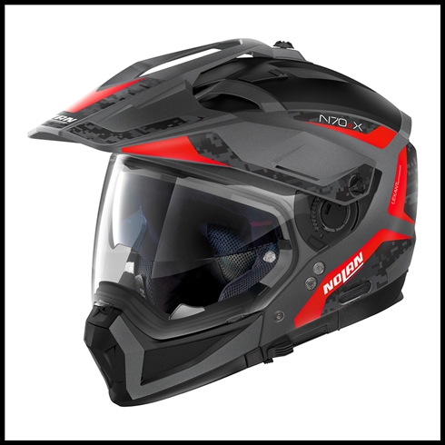 NOLAN N70-2X ADVENTURE-STYLE CUSTOMIZABLE CROSSOVER HELMET - TORPEDO FLAT GREY/RED