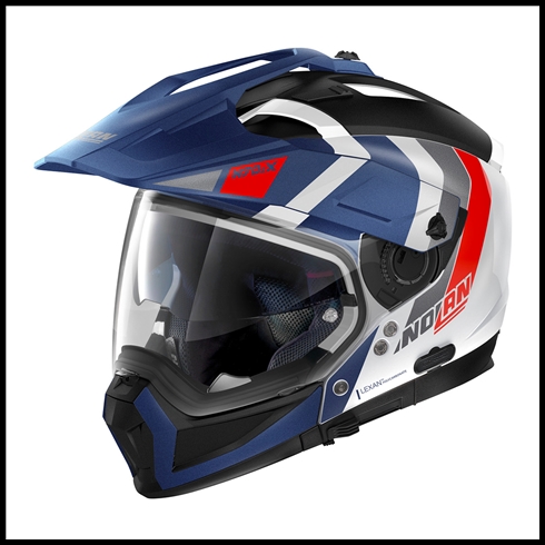 NOLAN N70-2X ADVENTURE-STYLE CUSTOMIZABLE CROSSOVER HELMET - TORPEDO METAL WHITE/BLUE