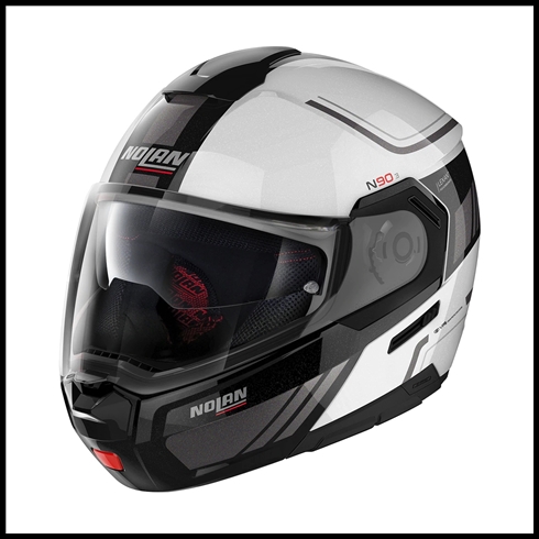 NOLAN N90-3 MODULAR FLIP-UP HELMET WITH VPS DROP DOWN INTERIOR SUNSCREEN - VOYAGER METAL WHITE