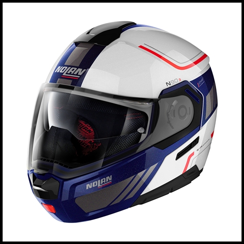 NOLAN N90-3 MODULAR FLIP-UP HELMET WITH VPS DROP DOWN INTERIOR SUNSCREEN - VOYAGER WHITE/BLUE/RED