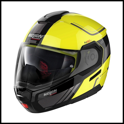 NOLAN N90-3 MODULAR FLIP-UP HELMET WITH VPS DROP DOWN INTERIOR SUNSCREEN - VOYAGER LED YELLOW