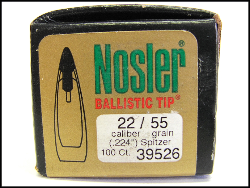 NOSLER BALLISTIC TIP 22 CAL. 55 GR. SPITZER BOAT TAIL RELOADING BULLETS