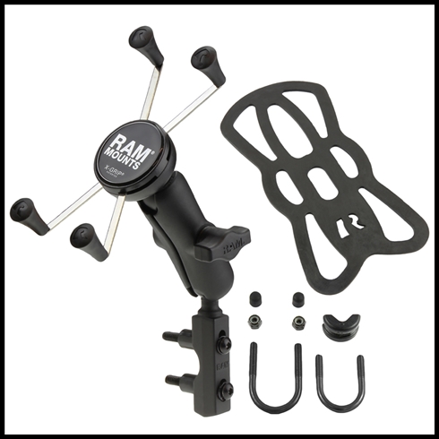 RAM-B-174-UN10U X-Grip Large Phone Mount w/ Combination Clutch/Brake Face Clamp or Handlebar Base