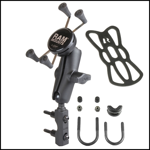 RAM-B-174-UN7U X-Grip Phone Mount w/ Combination Clutch/Brake Face Clamp or Handlebar Base