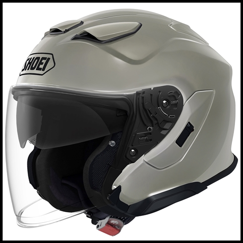 SHOEI J-CRUISE 3 OPEN-FACE HELMET WITH FACE-SHIELD & SUN SHIELD VISOR SYSTEM - CHALK GREY