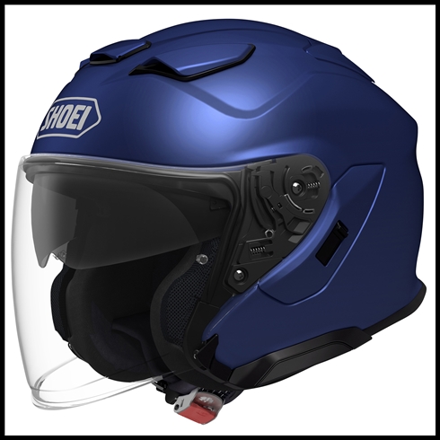 SHOEI J-CRUISE 3 OPEN-FACE HELMET WITH FACE-SHIELD & SUN SHIELD VISOR SYSTEM - MATTEBLUEMETALLIC