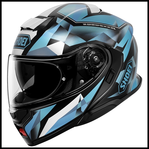 SHOEI NEOTEC 3 MODULAR FLIP-FRONT HELMET WITH SUN SHIELD VISOR SYSTEM - FRAGMENTS TC-2 GRAPHIC (GLOSS)
