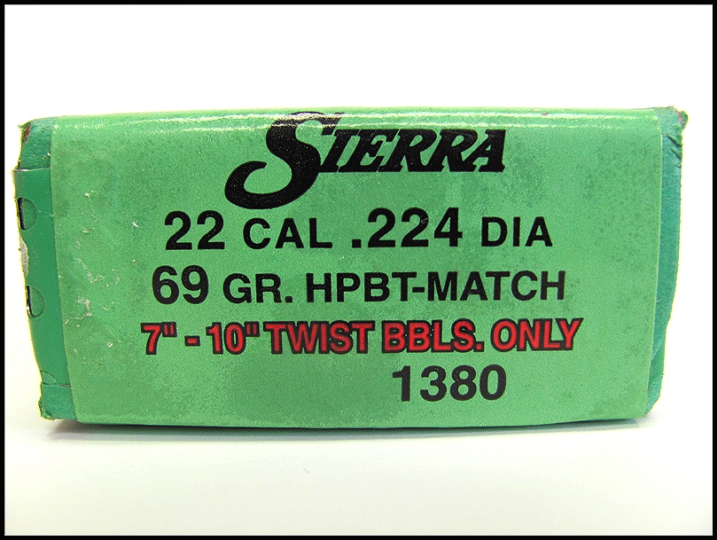 SIERRA MATCHKING 22 CAL. 69 GR. HOLLOW POINT BOAT TAIL MATCH RELOADING BULLETS