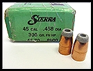 SIERRA 45 CAL. 300 GR. POWER JACKETED FLAT NOSE HOLLOW POINT RELOADING BULLETS