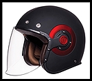 SMK RETRO JET OPEN-FACE HELMET - MATTE BLACK WITH RED SIDE PLATES - MA230