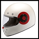 SMK RETRO FULL-FACE HELMET - GLOSS WHITE WITH RED SIDE PLATES