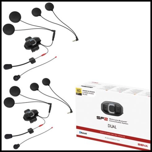 SENA SF2 Rider to Rider Bluetooth Communication System with Dual Speaker Set - Dual Pack