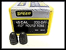 SPEER 45 CAL. 230 GR. LEAD ROUND NOSE RELOADING BULLETS