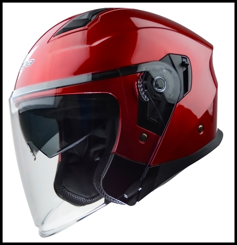 VEGA MAGNA OPEN FACE TOURING HELMET WITH FACE SHIELD AND DROP-DOWN SUNSHIELD - CANDY RED