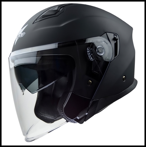 VEGA MAGNA OPEN FACE TOURING HELMET WITH FACE SHIELD AND DROP-DOWN SUNSHIELD - MATTE BLACK