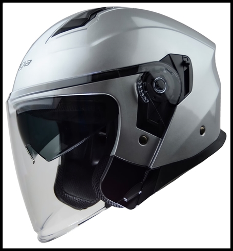 VEGA MAGNA OPEN FACE TOURING HELMET WITH FACE SHIELD AND DROP-DOWN SUNSHIELD - SILVER