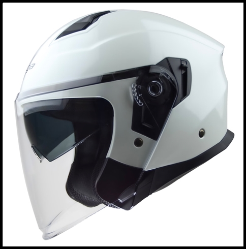 VEGA MAGNA OPEN FACE TOURING HELMET WITH FACE SHIELD AND DROP-DOWN SUNSHIELD - PEARL WHITE