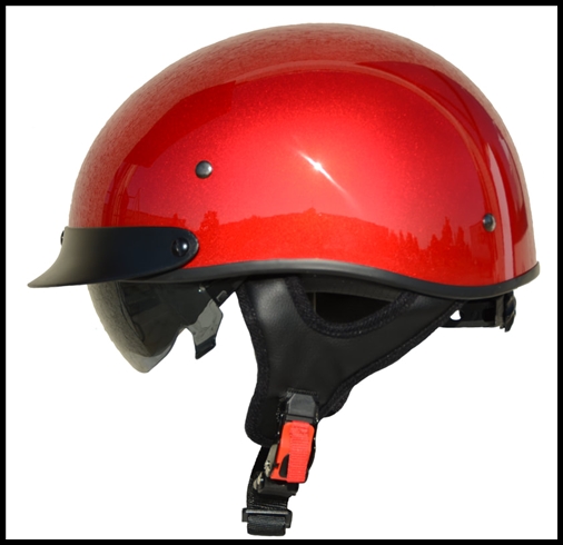 VEGA WARRIOR HALF HELMET WITH DROP DOWN SUN SHIELD - VELOCITY RED