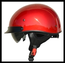 VEGA WARRIOR HALF HELMET WITH DROP DOWN SUN SHIELD - VELOCITY RED