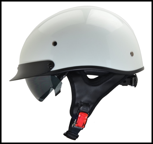 VEGA WARRIOR HALF HELMET WITH DROP DOWN SUN SHIELD - PEARL WHITE